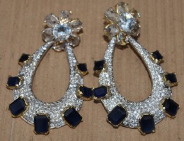 Sapphire Studded American Diamonds Earrings